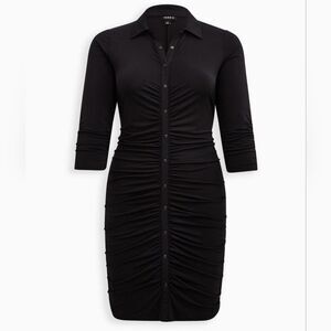 Torrid The Knee Studio Knit Shirred Shirtdress Womens Plus Size 3X Witchy Goth